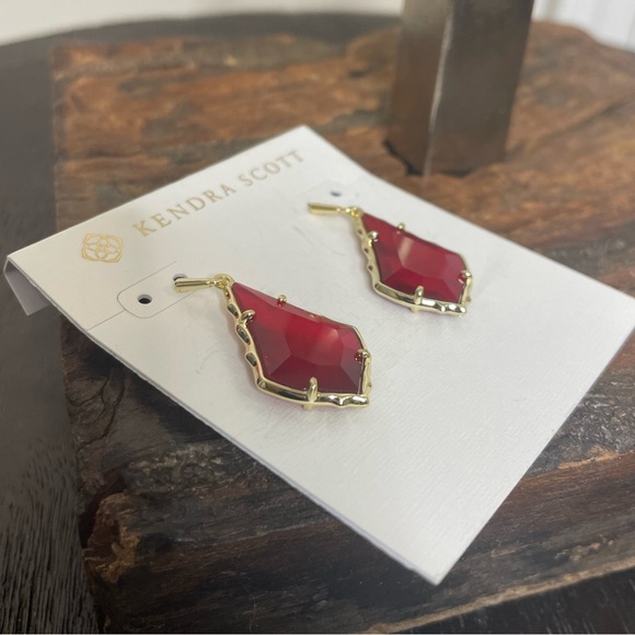NWT Kendra Scott Small Faceted Alex Drop Earrings Gold Cranberry Illusion! - Picture 4 of 5